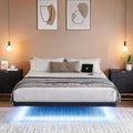Kbun Twin Size Floating Bed Frames with LED Lights and Charging Station, Black, Platform Bed Frame No Box Spring Needed, Noise-Free, Easy Assembly