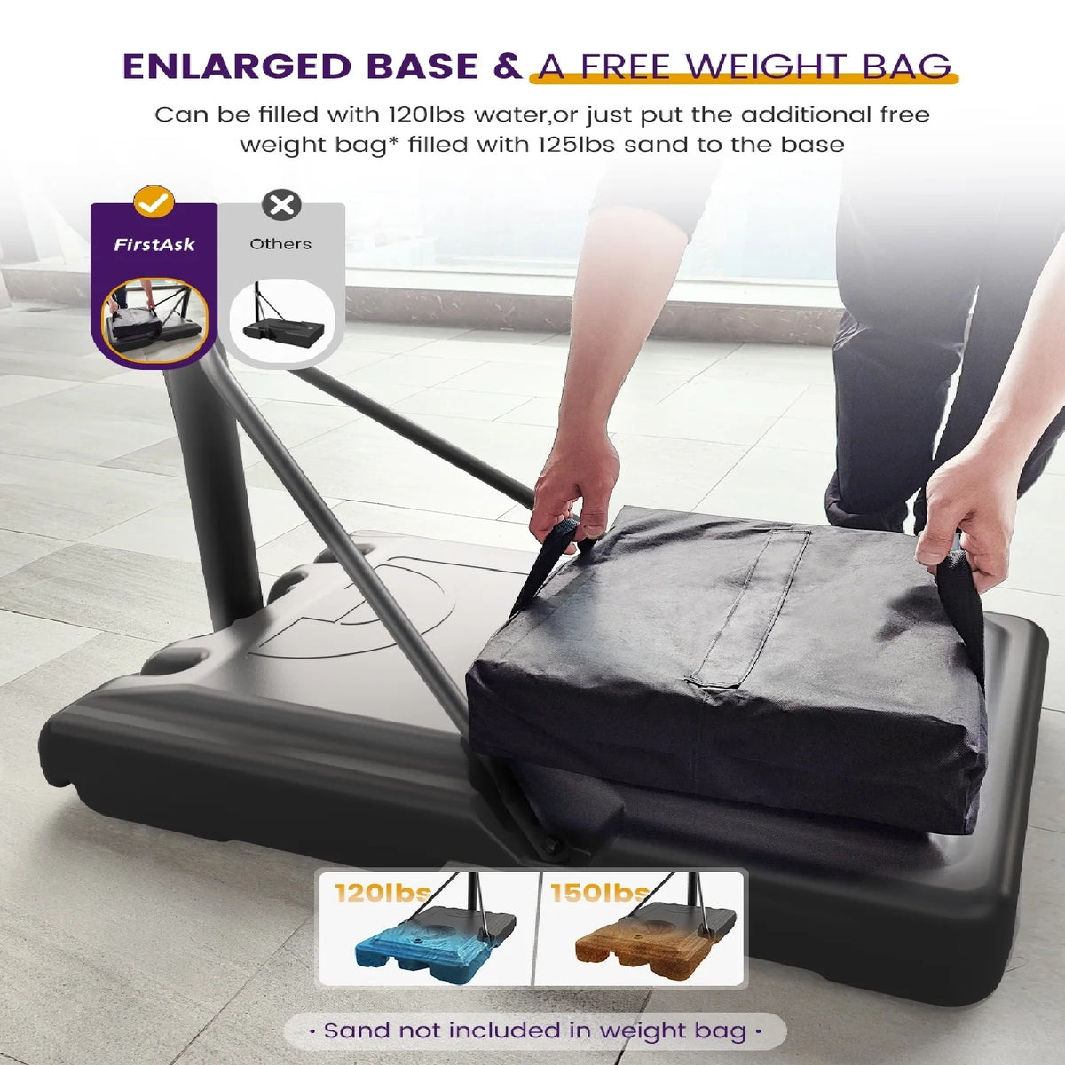 FirstAsk 44" Portable Basketball Hoop and Stand, Adjustable Height 4.9-10 ft, Basketball Goal System with PC Backboard Material for Kids, Teens and Adults