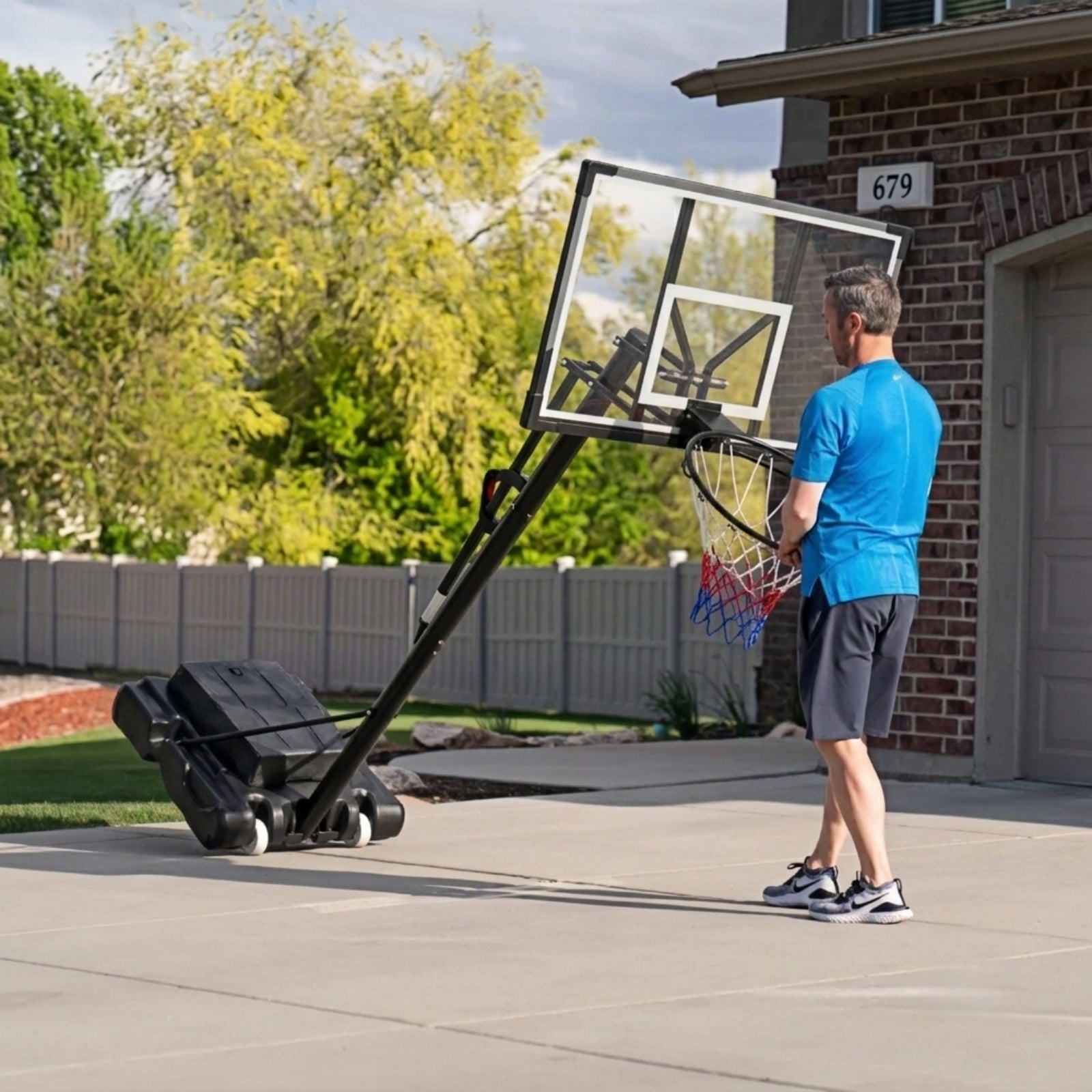 Bexfil 44'' Portable Adjustable Basketball Goal Hoop Stand System, 5.3-10 FT Adjustable with Weight Bag Wheels Outdoor