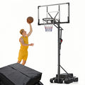 Bexfil 44'' Portable Adjustable Basketball Goal Hoop Stand System, 5.3-10 FT Adjustable with Weight Bag Wheels Outdoor