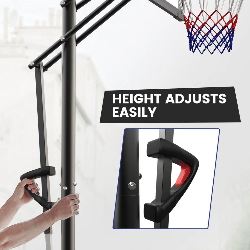 FirstAsk 44" Portable Basketball Hoop with Shatter-Proof Polycarbonate Backboard, 5.25-10ft Height Adjustable Basketball Goal, Indoor/Outdoor Use