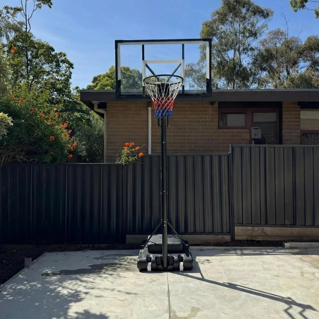 FirstAsk 44" Portable Basketball Hoop with Shatter-Proof Polycarbonate Backboard, 5.25-10ft Height Adjustable Basketball Goal, Indoor/Outdoor Use