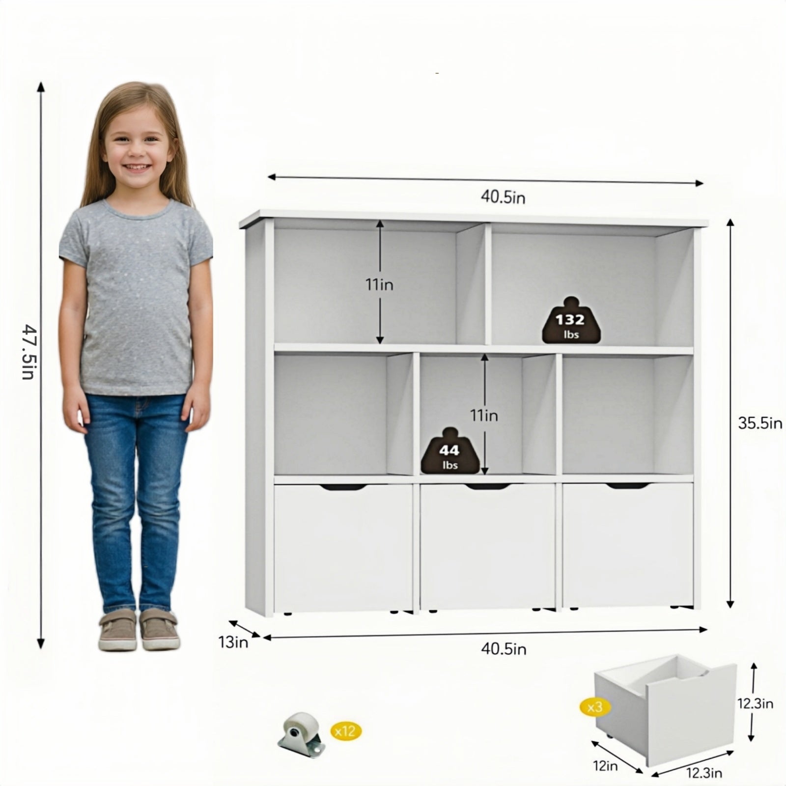 Bexfil Kids Bookshelf and Toy Storage, Kids Toy Storage Organizer, Toy Storage Cabinet with Toy Shelf, Toddler Bookshelf Toy Organizer and Storage Bins