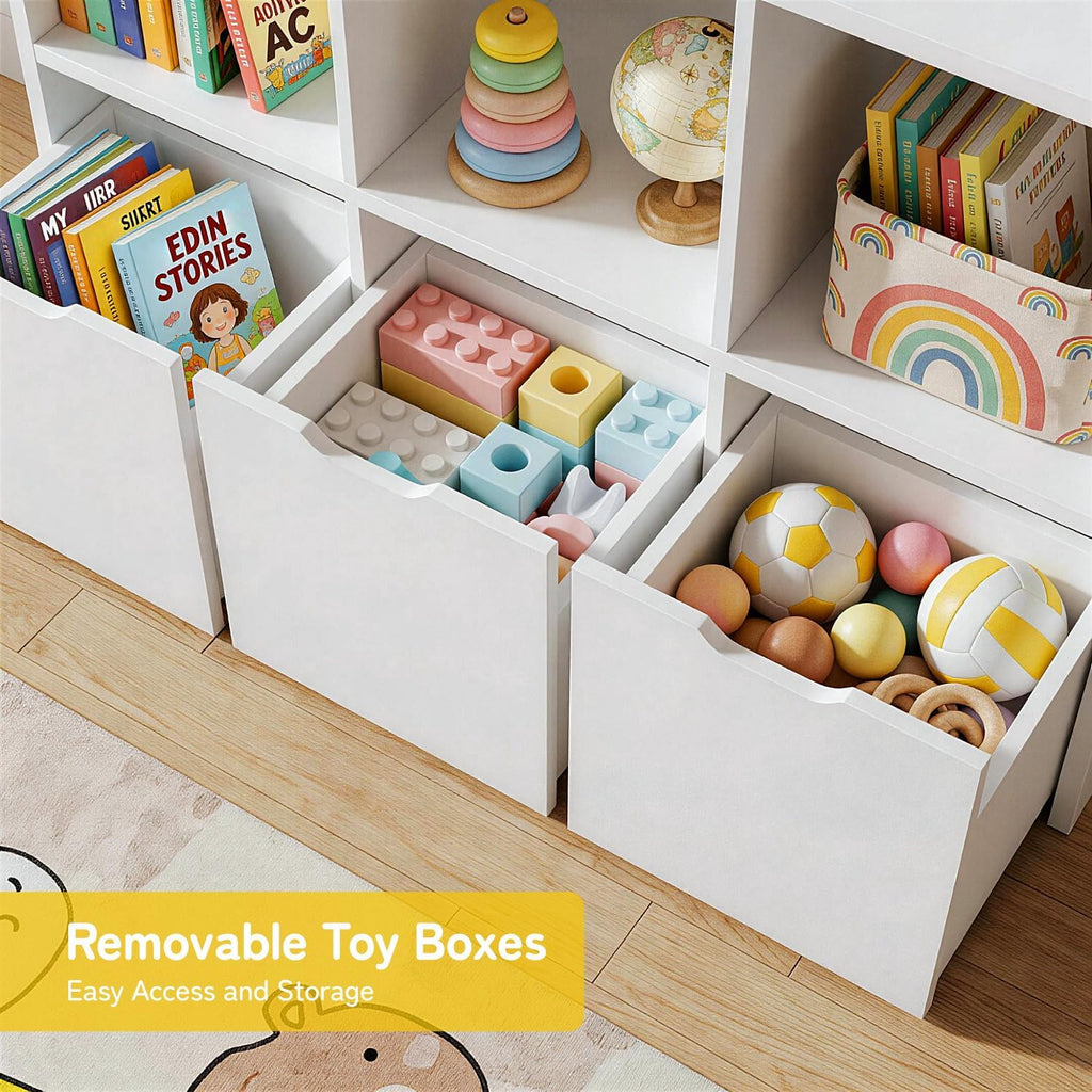Bexfil Kids Bookshelf and Toy Storage, Kids Toy Storage Organizer, Toy Storage Cabinet with Toy Shelf, Toddler Bookshelf Toy Organizer and Storage Bins