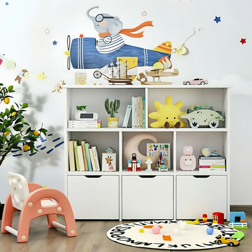Bexfil Kids Bookshelf and Toy Storage, Kids Toy Storage Organizer, Toy Storage Cabinet with Toy Shelf, Toddler Bookshelf Toy Organizer and Storage Bins