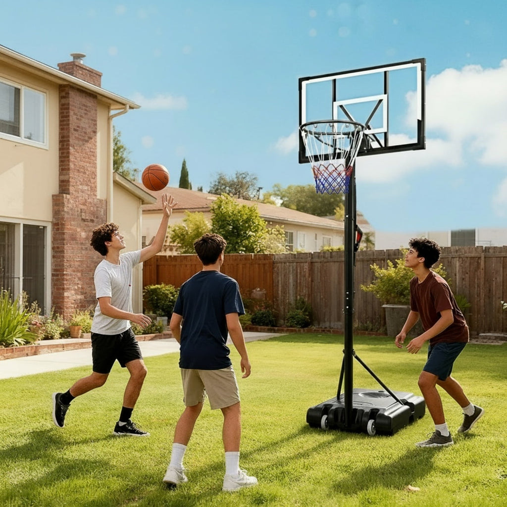 NEDYO Portable Adjustable Basketball Hoop 5.25-10ft with 44" Backboard for Kids, Teens, Adults, New