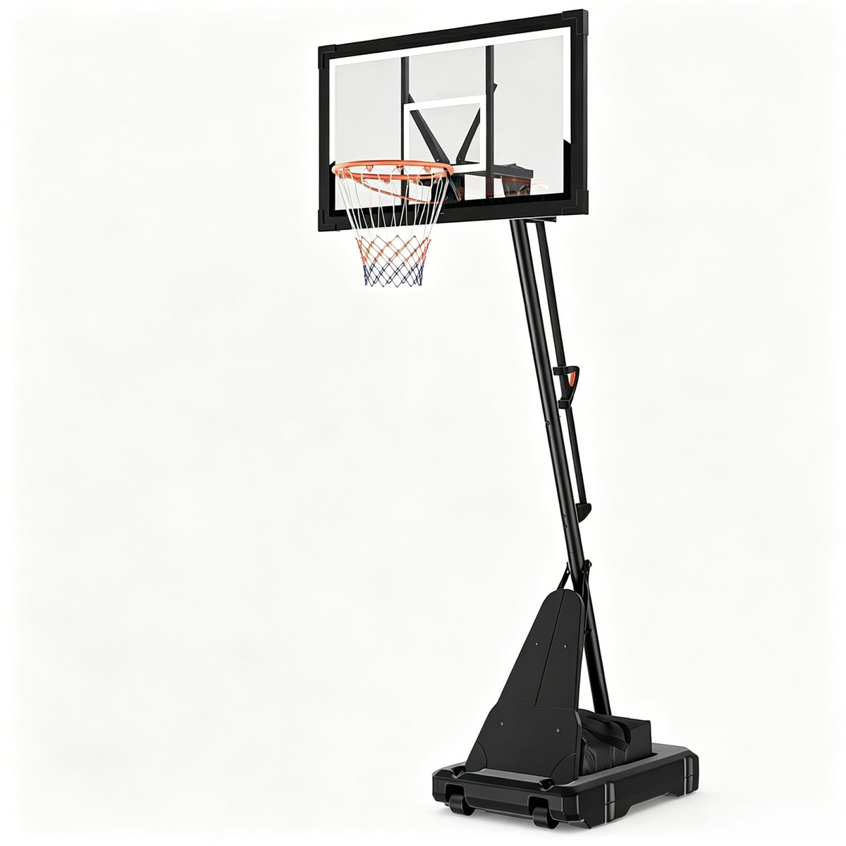 FirstAsk 44" Portable Basketball Hoop Outdoor, 5.25-10FT Height Adjustable Basketball Goal System with Shatterproof PC Backboard and Wheels for Kids, Youth, Adults, Backyard Driveway