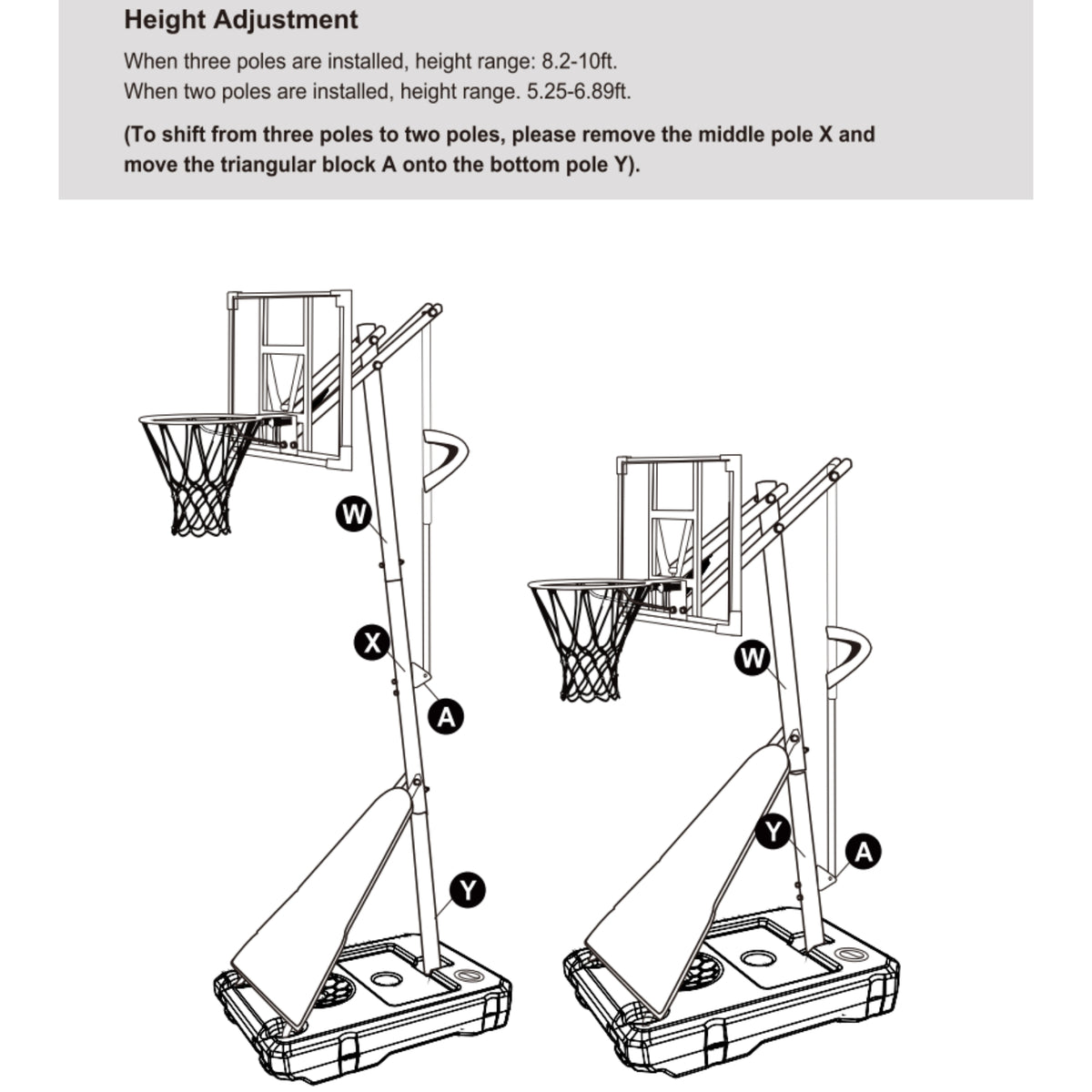 FirstAsk 44" Portable Basketball Hoop Outdoor, 5.25-10FT Height Adjustable Basketball Goal System with Shatterproof PC Backboard and Wheels for Kids, Youth, Adults, Backyard Driveway