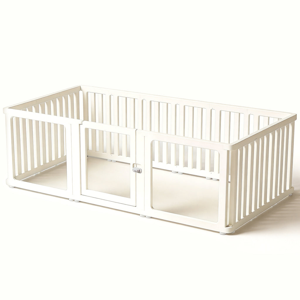 Clear White Acrylic Dog Playpen Indoor - 15 Panel Plastic Puppy Play Pen with Door, 24" Tall Sturdy Fence for Babies, Easy Assemble