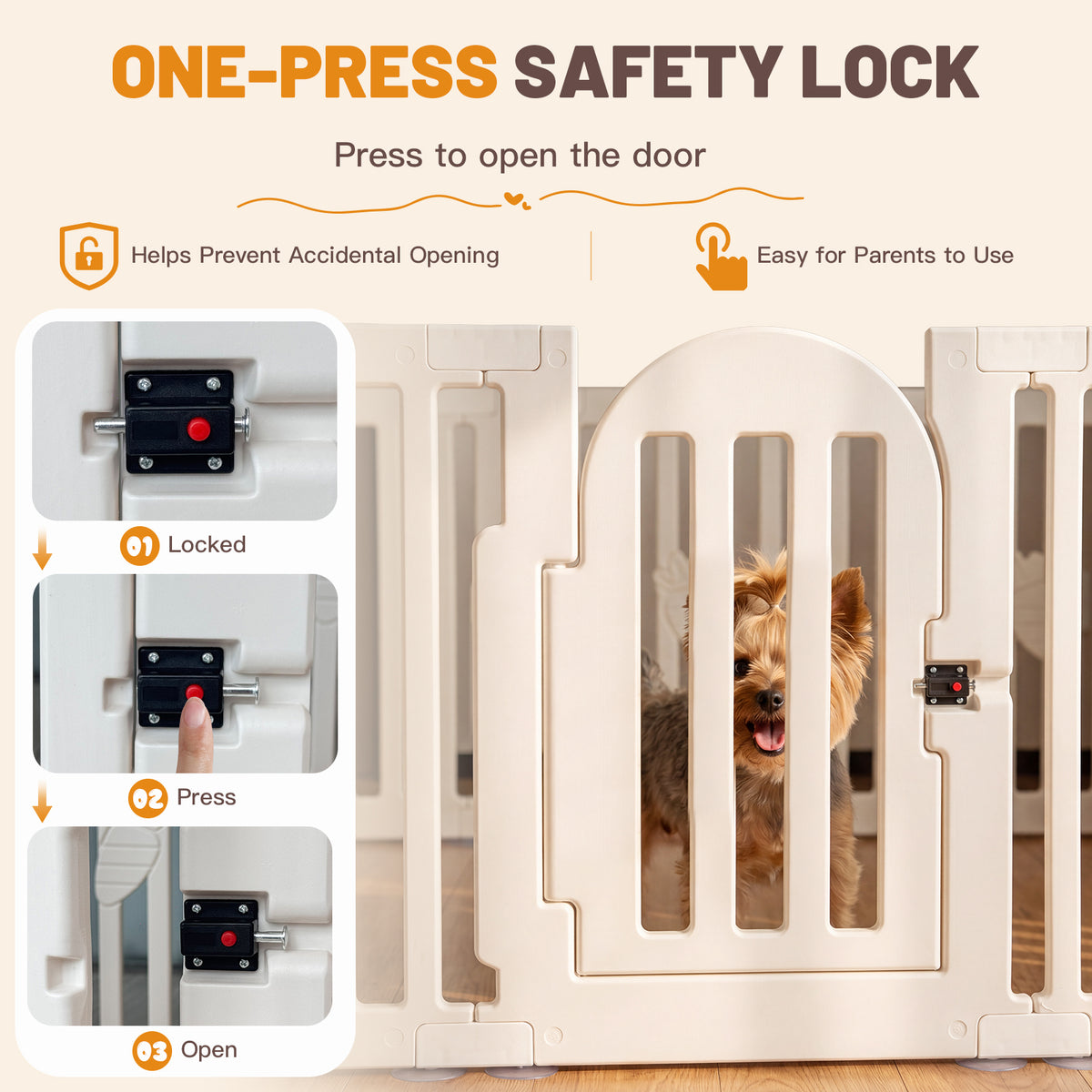 Ferhtm 8-Panel Indoor Dog Playpen with Door, 25.6" Tall Plastic Puppy Fence for Small Dogs, Cats & Rabbits, Easy Assembly Pet Corral