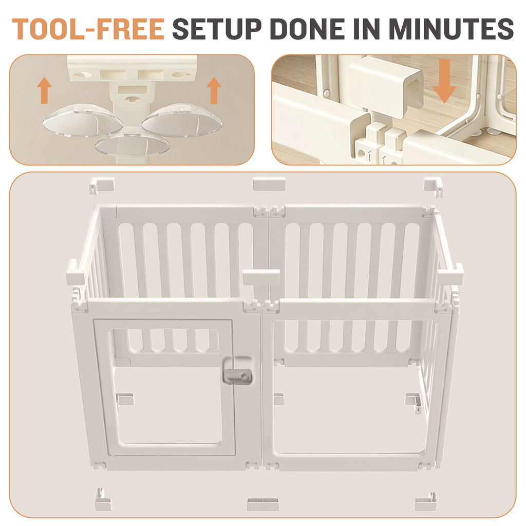 Clear White Acrylic Dog Playpen Indoor - 15 Panel Plastic Puppy Play Pen with Door, 24" Tall Sturdy Fence for Babies, Easy Assemble