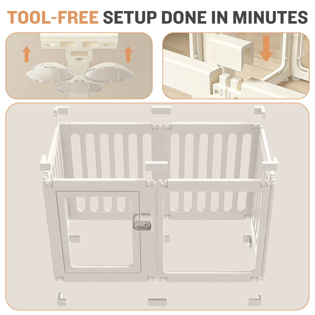 Clear White Acrylic Dog Playpen Indoor - 15 Panel Plastic Puppy Play Pen with Door, 24" Tall Sturdy Fence for Babies, Easy Assemble
