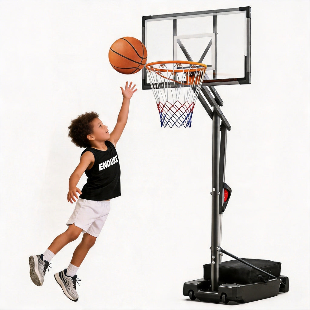 Bexfil Portable Basketball Hoop, 4.0-8.5FT Adjustable Basketball Goal System, 33 Inch Outdoor Basketball Hoop and Goals for Kids, Youth, and Adults in The Backyard, Driveway with PC Backboard