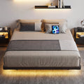 Bexfil Modern Floating Queen Size Bed Frame with LED Lights, Sturdy Metal Platform Bed with Round Safety Corners and Mattress Stabilizers, 1000lbs Heavy Duty Support, Easy Assembly