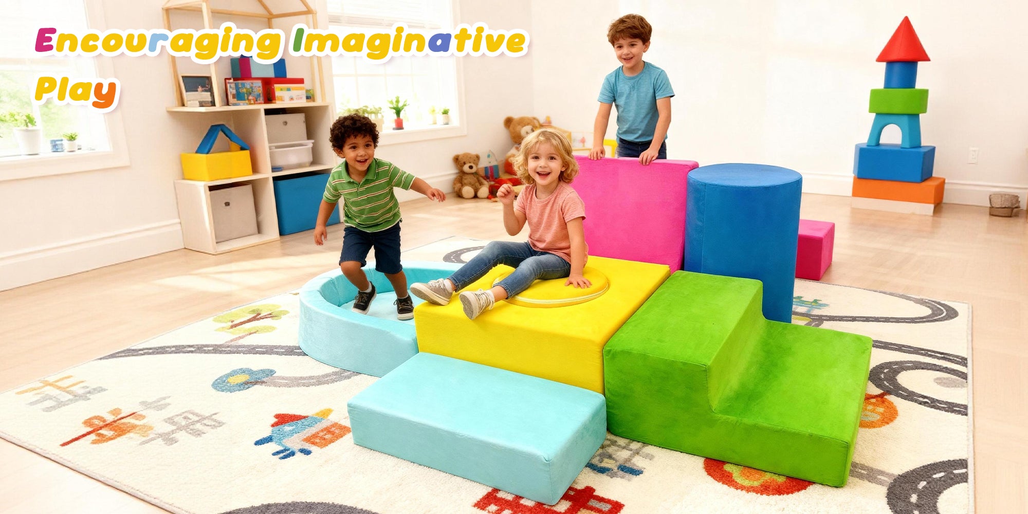 Kbun Large 7pcs Foam Climbing Blocks, Toddlers Climbing Toys for Climb, Crawl and Slide for Nursery, Living Room, Children's Room, Indoor Climb and Crawl Activity Play Set for Toddler 1-3