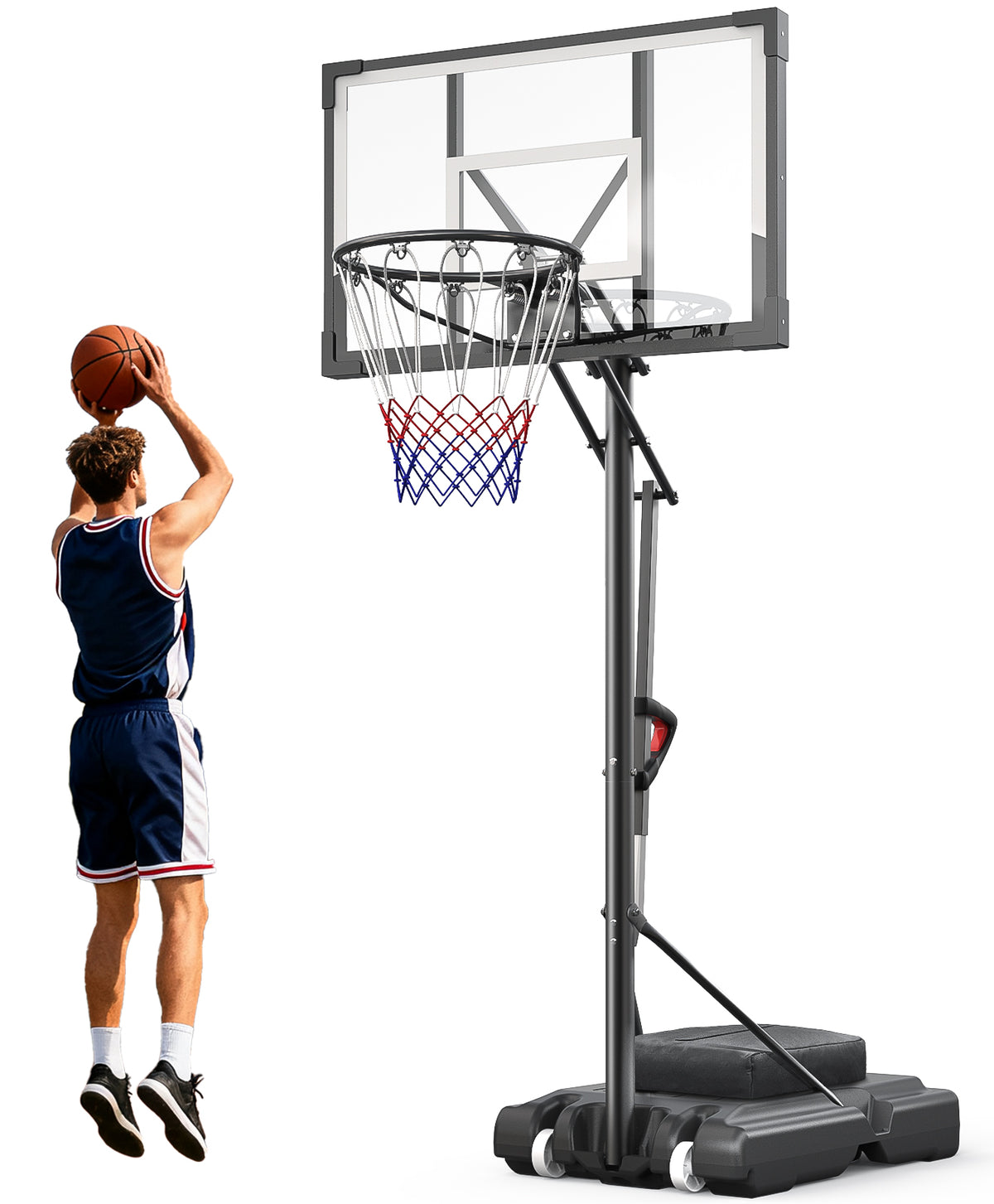 Portable Basketball Hoop 44 Inch Outdoor Backboard, 10FT Height Adjustable Basketball Goal for Teens, Kids and Adults, Play in Yard Park Gym Driveway Indoors