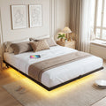 Bexfil King Size LED Floating Bed Frame with Remote Control and Charging Station, No Box Spring Needed, Easy to Assemble