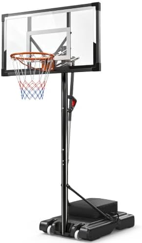 Basketball Hoop Outdoor 10 FT Height Adjustable Basketball Goals Systems Portable with 44" Backboard and Wheels for Youth Adults Kids - Backyard, Driveway, Indoor Play