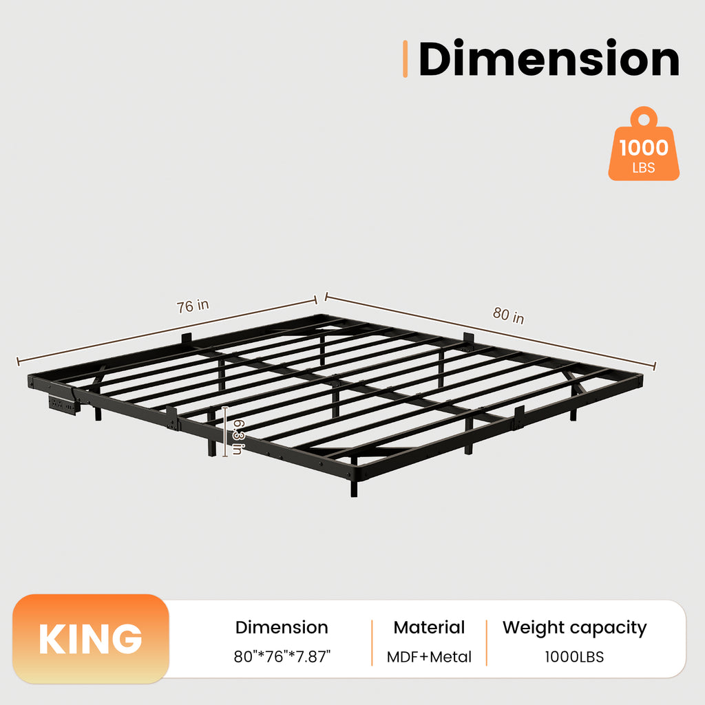 Bexfil King Size LED Floating Bed Frame with Remote Control and Charging Station, No Box Spring Needed, Easy to Assemble