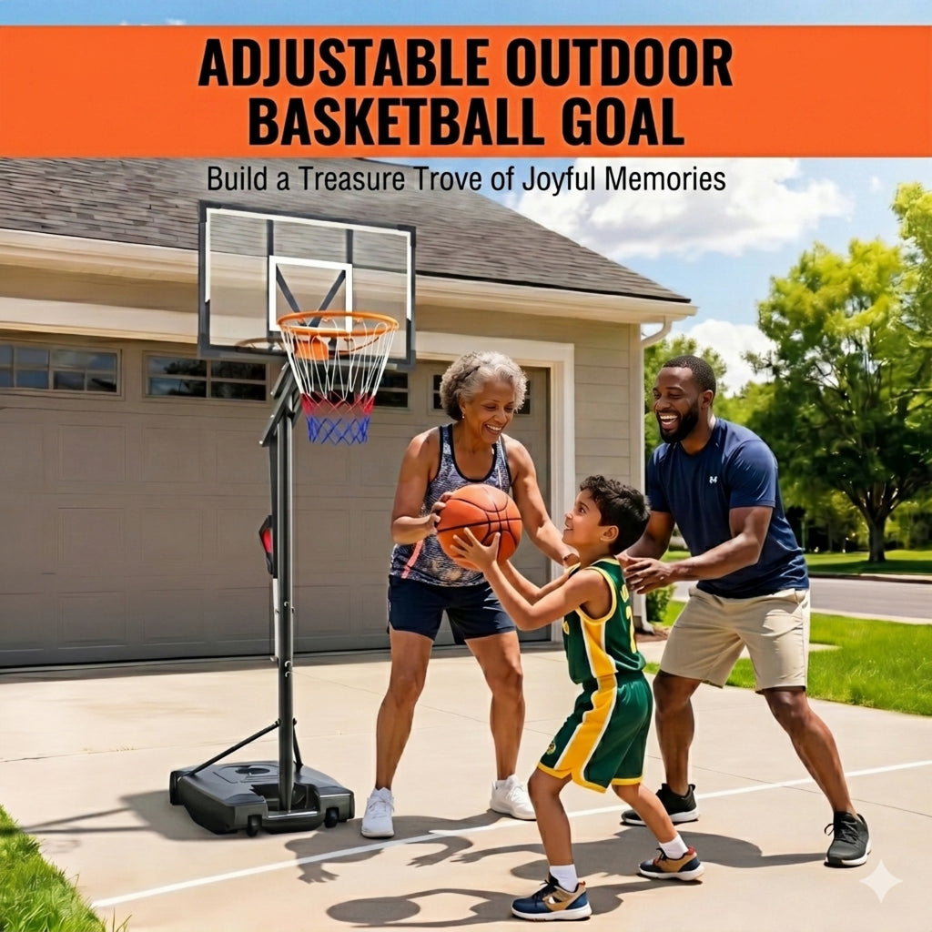 Bexfil Portable Basketball Hoop, 4.0-8.5FT Adjustable Basketball Goal System, 33 Inch Outdoor Basketball Hoop and Goals for Kids, Youth, and Adults in The Backyard, Driveway with PC Backboard