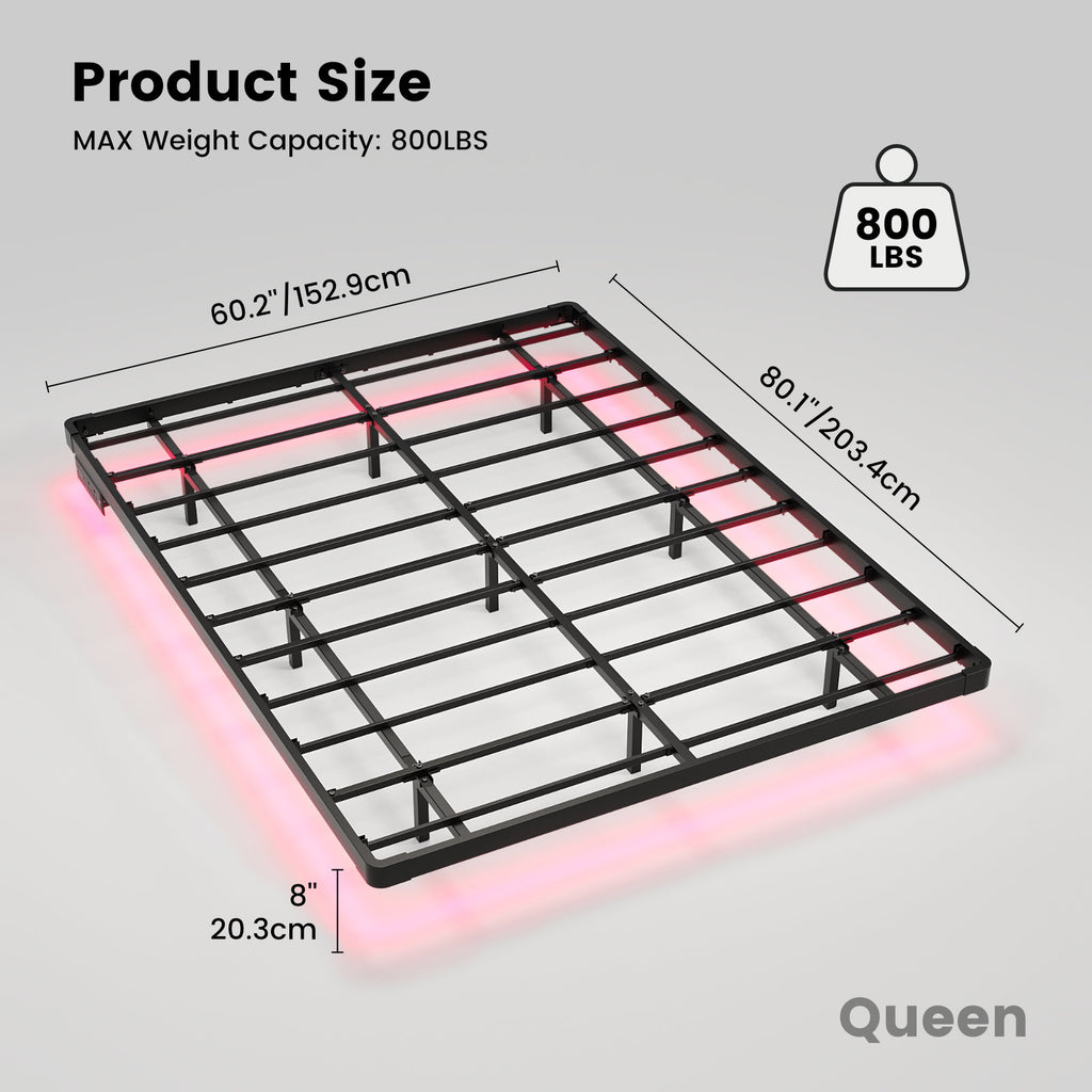 Bexfil Modern Floating Queen Size Bed Frame with LED Lights, Sturdy Metal Platform Bed with Round Safety Corners and Mattress Stabilizers, 1000lbs Heavy Duty Support, Easy Assembly