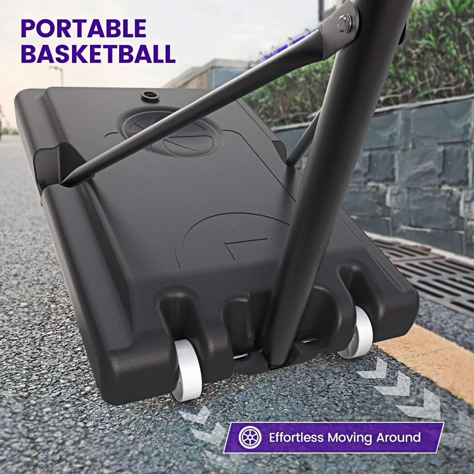 Bexfil 44'' Portable Adjustable Basketball Goal Hoop Stand System, 5.3-10 FT Adjustable with Weight Bag Wheels Outdoor