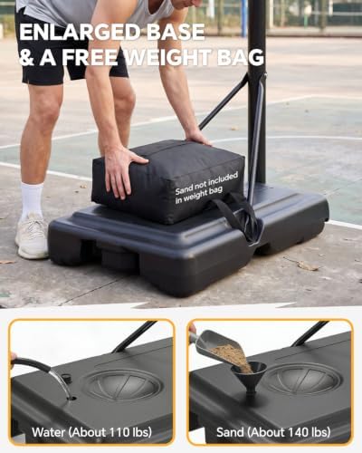Basketball Hoop Outdoor 10 FT Height Adjustable Basketball Goals Systems Portable with 44" Backboard and Wheels for Youth Adults Kids - Backyard, Driveway, Indoor Play
