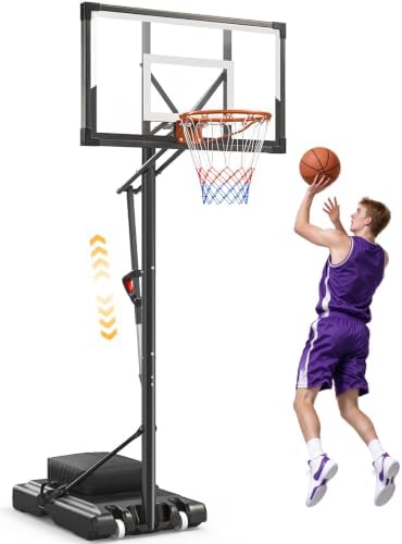 Basketball Hoop Outdoor 10 FT Height Adjustable Basketball Goals Systems Portable with 44" Backboard and Wheels for Youth Adults Kids - Backyard, Driveway, Indoor Play