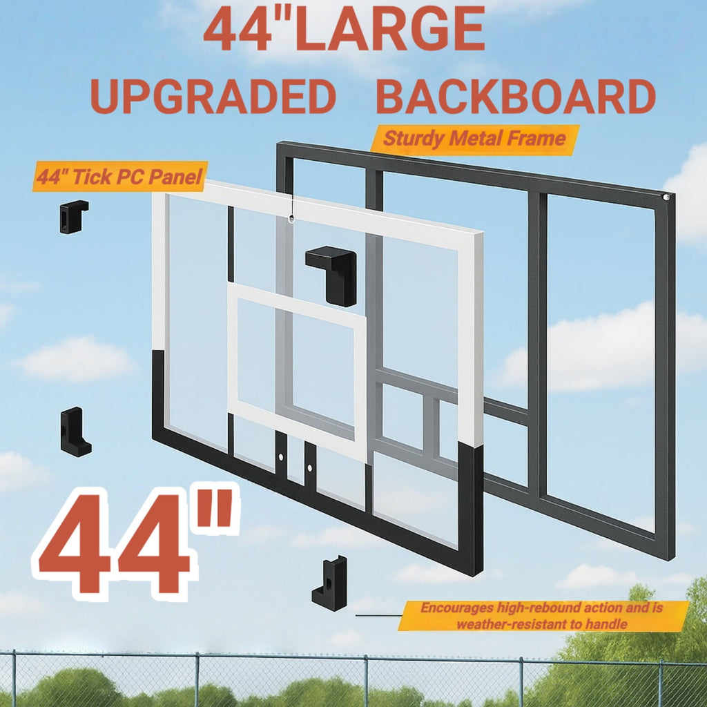 NEDYO Portable Adjustable Basketball Hoop 5.25-10ft with 44" Backboard for Kids, Teens, Adults, New