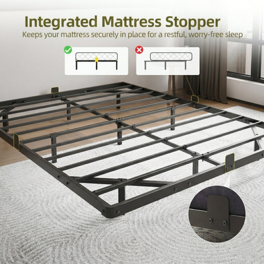 Bexfil Queen Size LED Floating Bed Frame with Remote Control and Charging Station, No Box Spring Needed, Easy to Assemble
