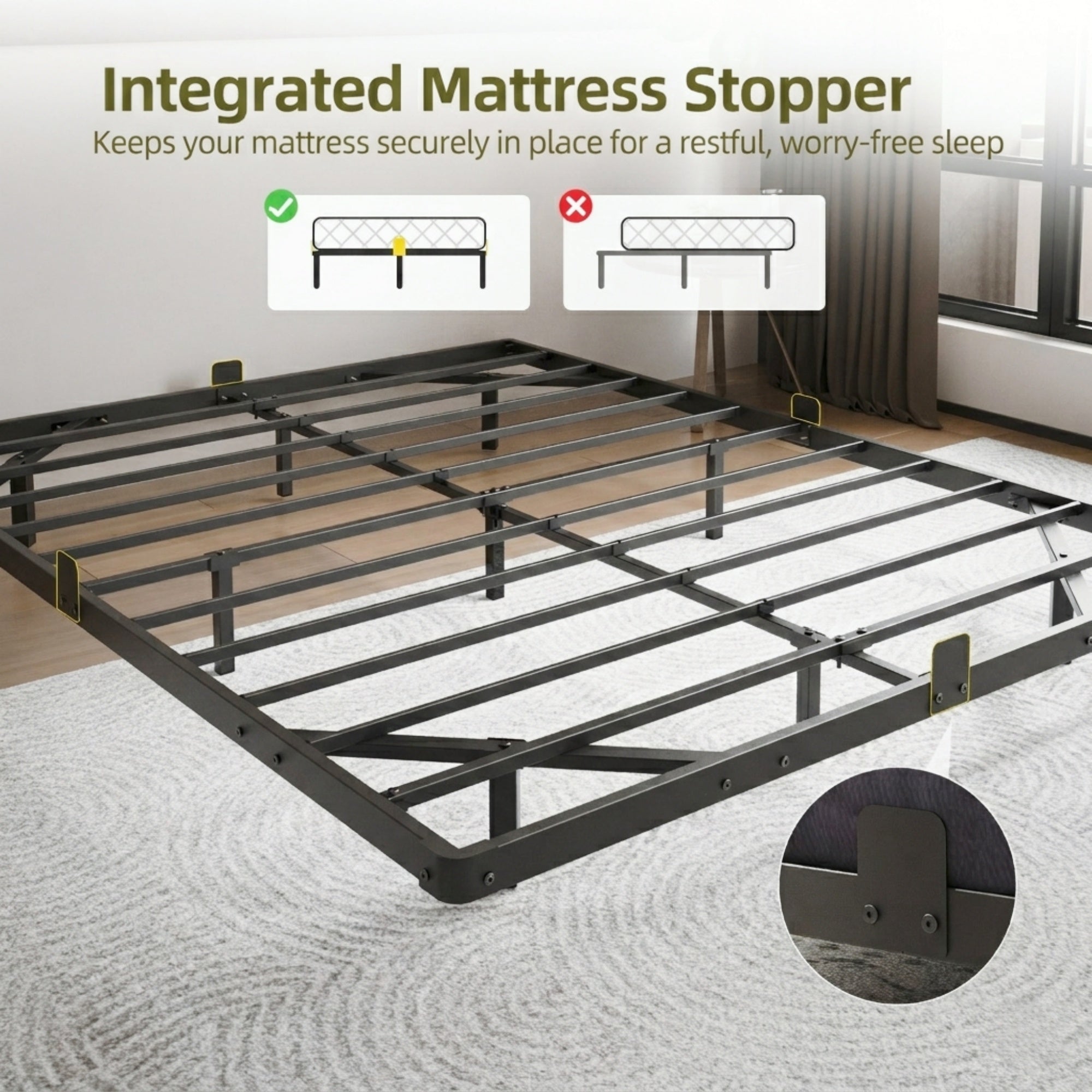 Bexfil Queen Size LED Floating Bed Frame with Remote Control and Charging Station, No Box Spring Needed, Easy to Assemble