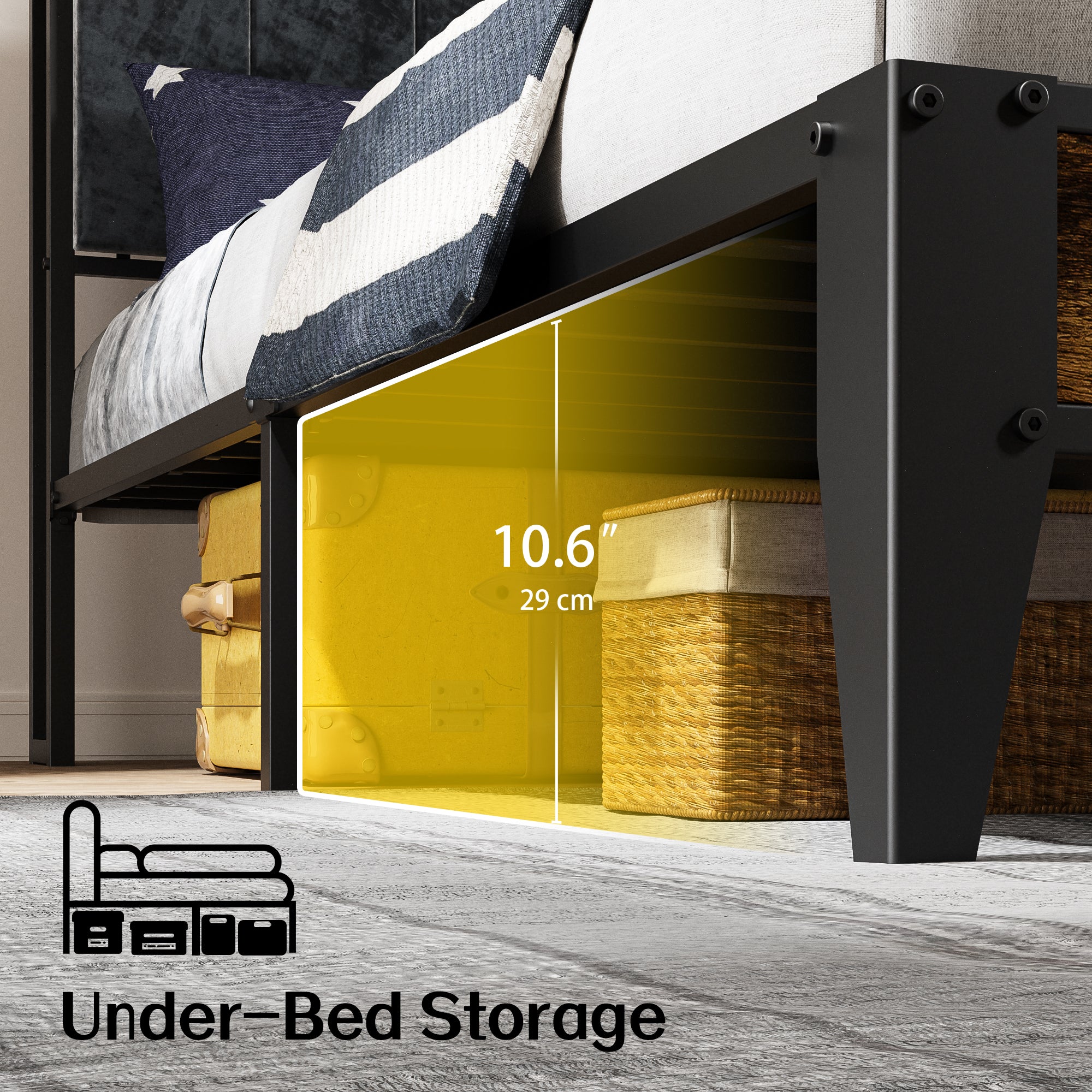 Dayago Full Size Bed Frame, Storage Headboard with Charging Station, Solid and Stable, Noise Free, No Box Spring Needed, Easy Assembly, Rustic Brown