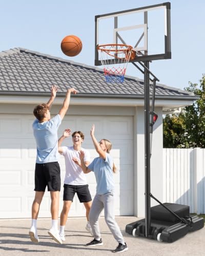 Basketball Hoop Outdoor 10 FT Height Adjustable Basketball Goals Systems Portable with 44" Backboard and Wheels for Youth Adults Kids - Backyard, Driveway, Indoor Play