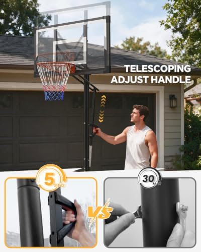 Basketball Hoop Outdoor 10 FT Height Adjustable Basketball Goals Systems Portable with 44" Backboard and Wheels for Youth Adults Kids - Backyard, Driveway, Indoor Play