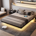Bexfil Modern Floating King Size Bed Frame with LED Lights, Sturdy Metal Platform Bed with Round Safety Corners and Mattress Stabilizers, 1000lbs Heavy Duty Support, Easy Assembly