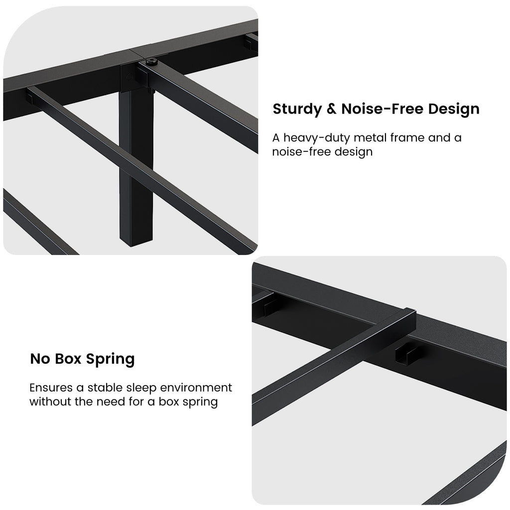 Bexfil Twin Bed Frame with Storage Headboard and LED Light, Metal Platform Bed Station with Charging Station & LED, Noise-Free, No Box Spring Needed