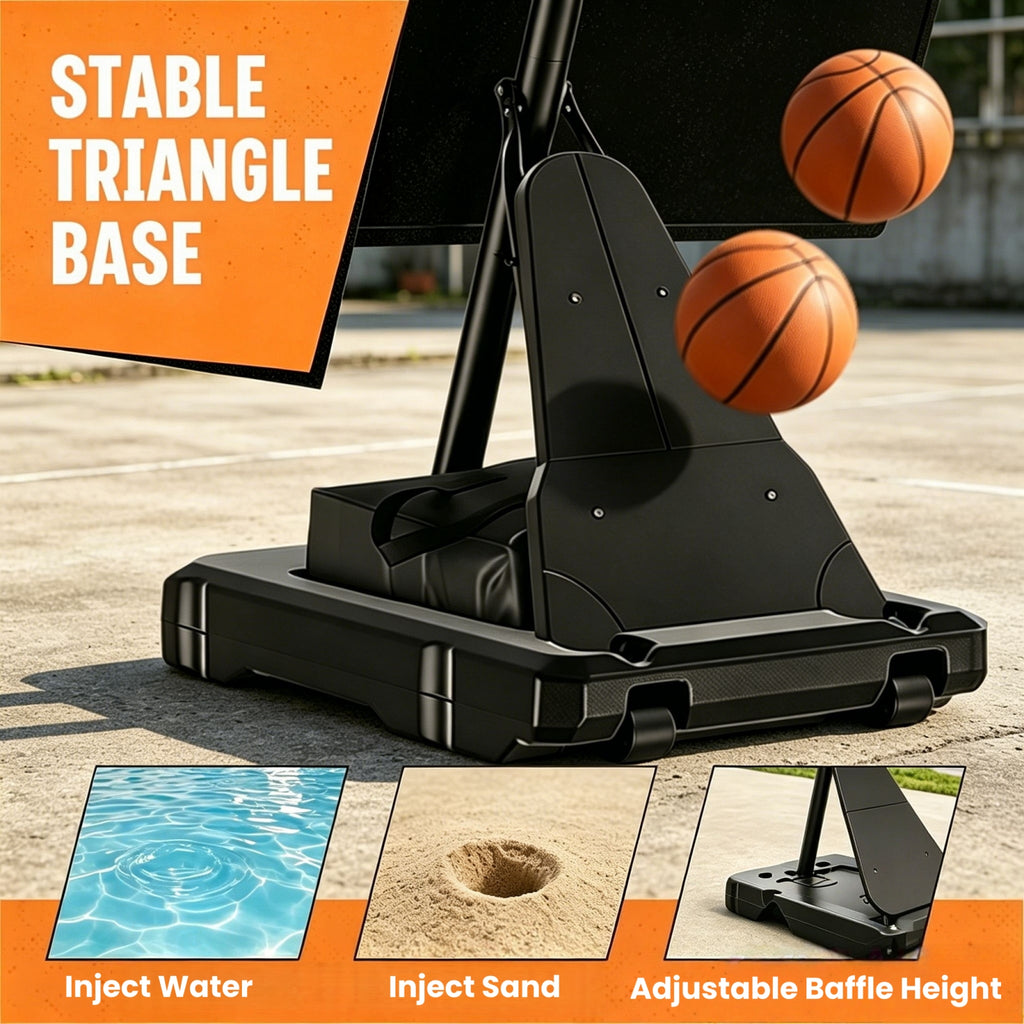 Bexfil 44 inch Portable Basketball Hoop, Adjustable 5.3-10 ft Height with Shatterproof PC Backboard, Outdoor Goal System for Kids & Adults