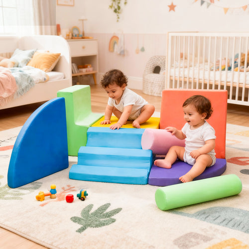 Bexfil 8 Piece Soft Toddlers Climbing Toys, Baby Foam Climbing Blocks for Toddlers, Indoor Climb and Crawl Activity Play Set