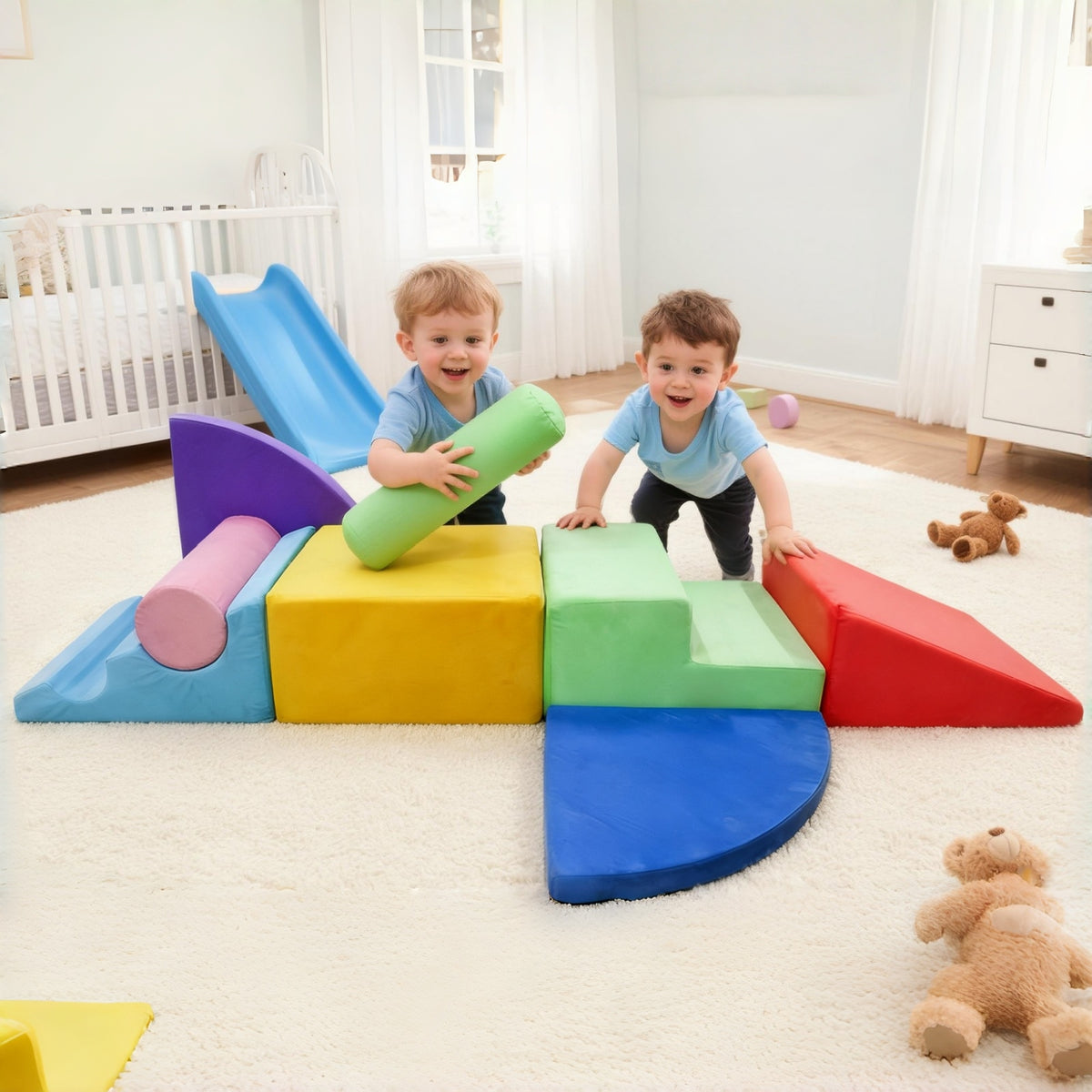 Bexfil 8 Piece Soft Toddlers Climbing Toys, Baby Foam Climbing Blocks for Toddlers, Indoor Climb and Crawl Activity Play Set