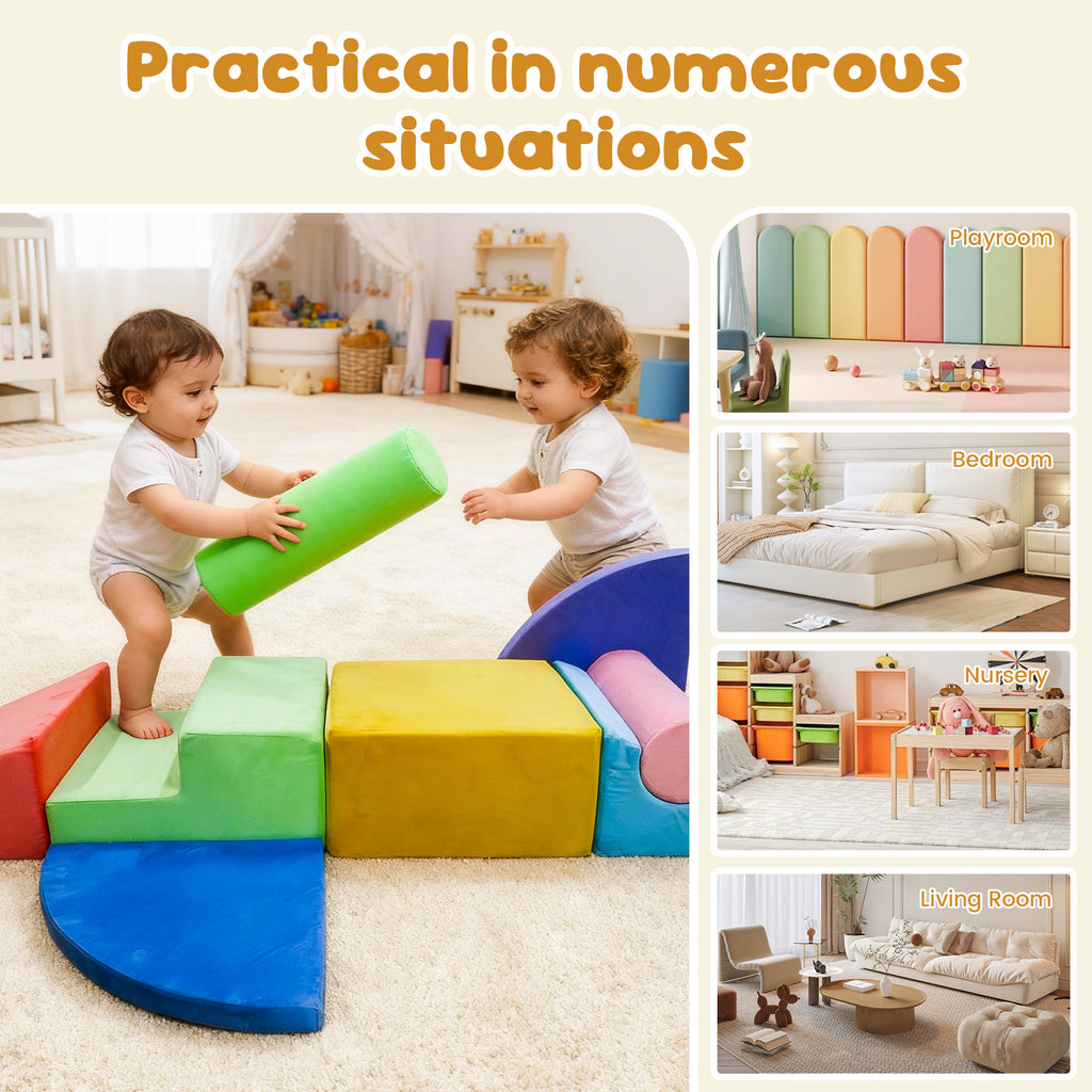 Bexfil 8 Piece Soft Toddlers Climbing Toys, Baby Foam Climbing Blocks for Toddlers, Indoor Climb and Crawl Activity Play Set