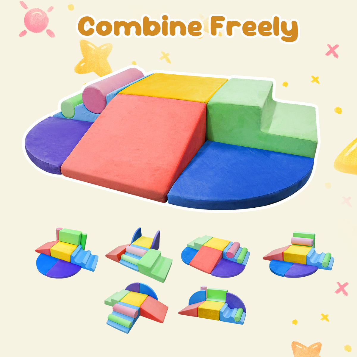Bexfil 8 Piece Soft Toddlers Climbing Toys, Baby Foam Climbing Blocks for Toddlers, Indoor Climb and Crawl Activity Play Set