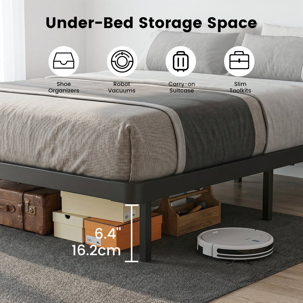 Bexfil Modern Floating Queen Size Bed Frame with LED Lights, Sturdy Metal Platform Bed with Round Safety Corners and Mattress Stabilizers, 1000lbs Heavy Duty Support, Easy Assembly