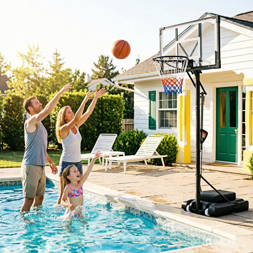 Bexfil 44'' Portable Adjustable Basketball Goal Hoop Stand System, 5.3-10 FT Adjustable with Weight Bag Wheels Outdoor