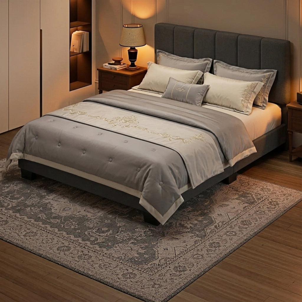 Bexfil Full Size Upholstered Platform Bed Frame with Tufted Headboard Wing Side and Wooden Slat Support, Dorm essentials, Home Decor