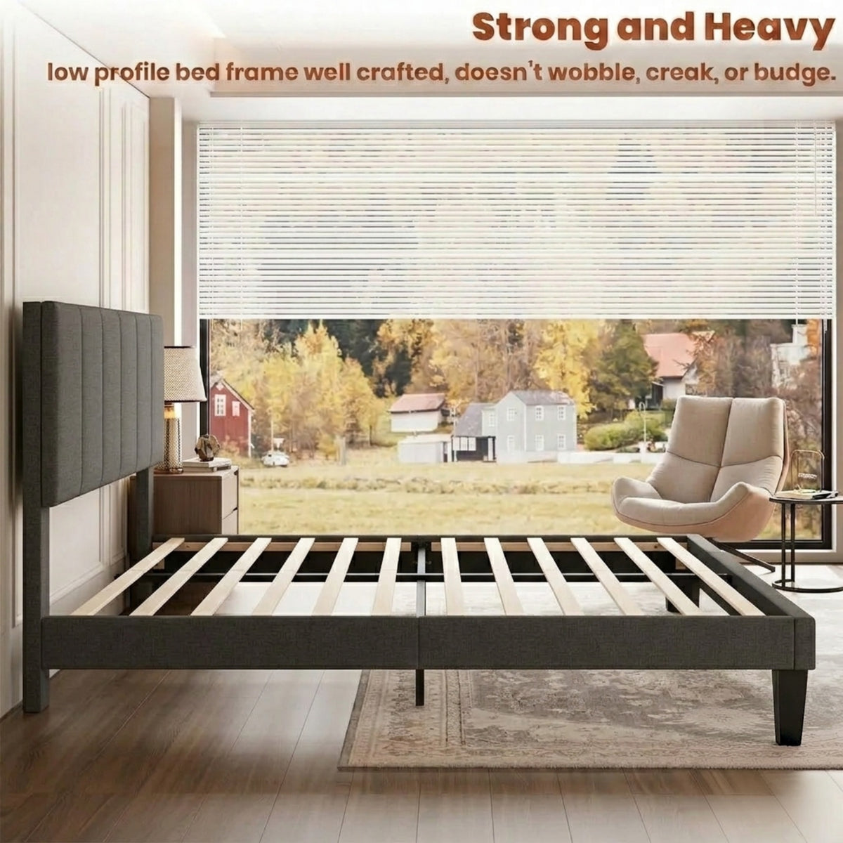 Bexfil Full Size Upholstered Platform Bed Frame with Tufted Headboard Wing Side and Wooden Slat Support, Dorm essentials, Home Decor