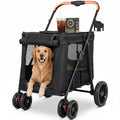 Ferhtm Heavy Duty Dog Stroller for Large & Medium Dogs, Foldable Pet Stroller with Dual Carbon Steel Support Bars & All-Terrain Wheels, Double Pet Wagon for Multiple Pets up to 80 lbs