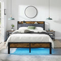 Dayago Full Size Platform Bed Frame with Headboard, USB Charging Station and LED Light, Under Bed Storage, No Box Spring Needed, Noise-Free