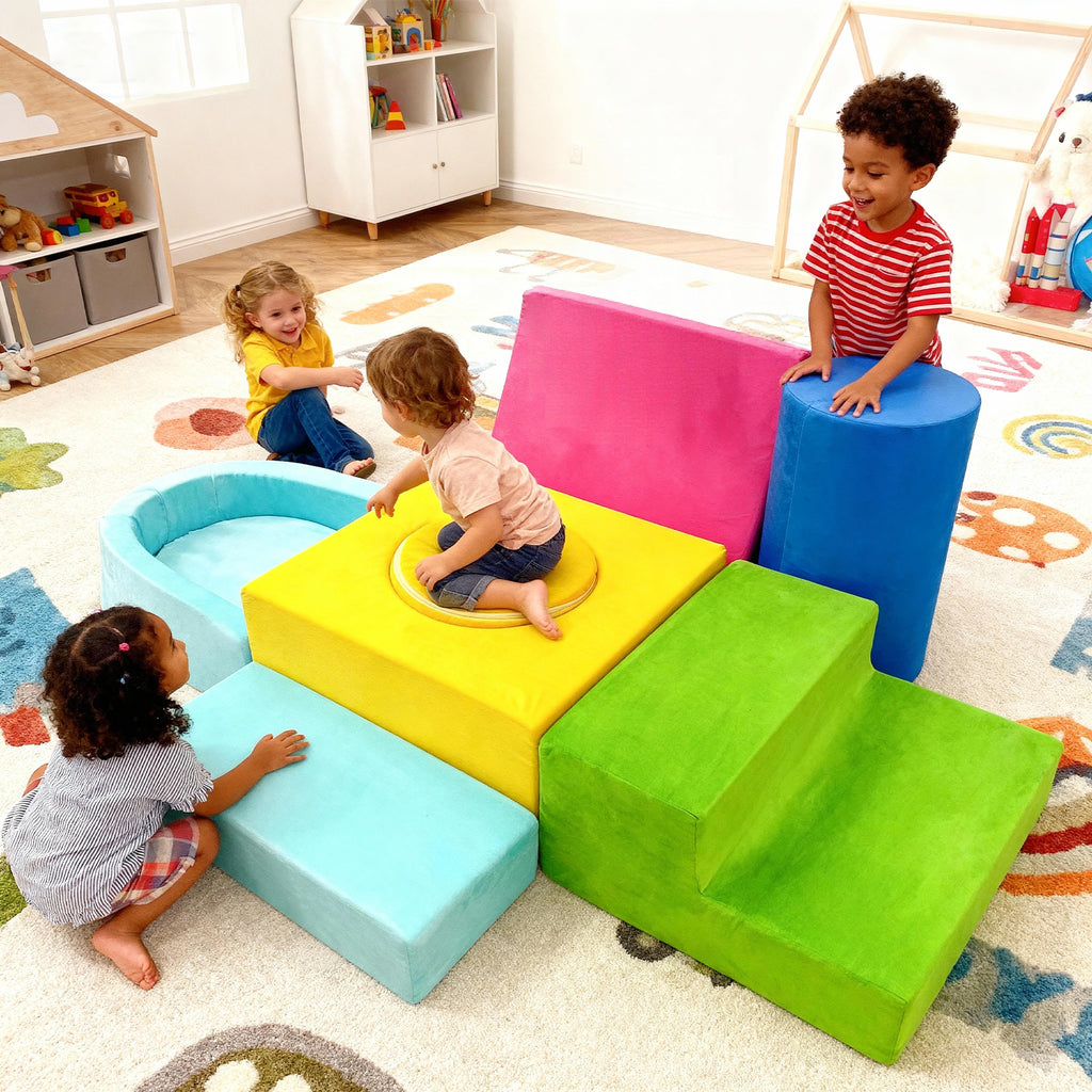 Kbun Large 7pcs Foam Climbing Blocks, Toddlers Climbing Toys for Climb, Crawl and Slide for Nursery, Living Room, Children's Room, Indoor Climb and Crawl Activity Play Set for Toddler 1-3