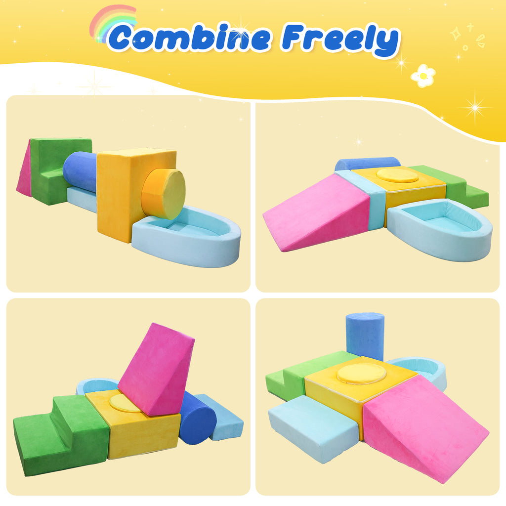 Kbun Large 7pcs Foam Climbing Blocks, Toddlers Climbing Toys for Climb, Crawl and Slide for Nursery, Living Room, Children's Room, Indoor Climb and Crawl Activity Play Set for Toddler 1-3