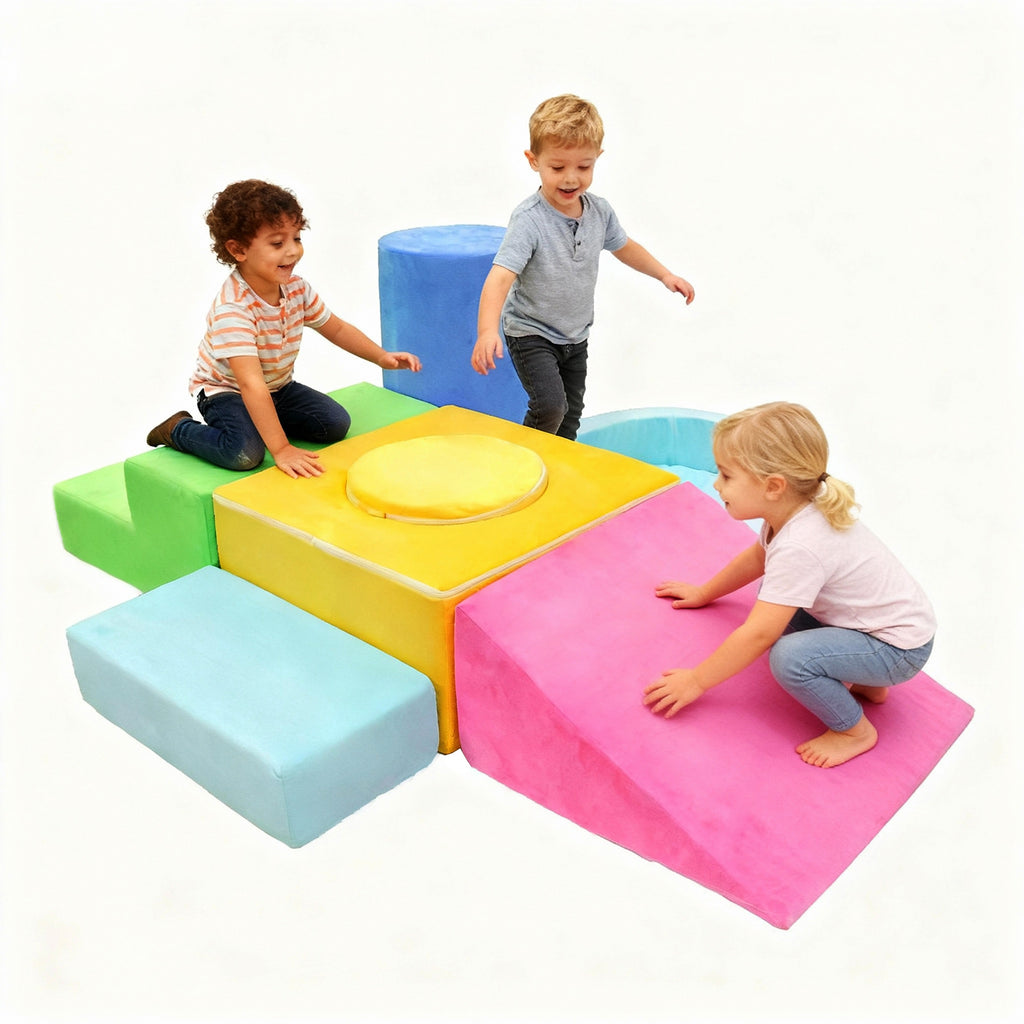 Kbun Large 7pcs Foam Climbing Blocks, Toddlers Climbing Toys for Climb, Crawl and Slide for Nursery, Living Room, Children's Room, Indoor Climb and Crawl Activity Play Set for Toddler 1-3